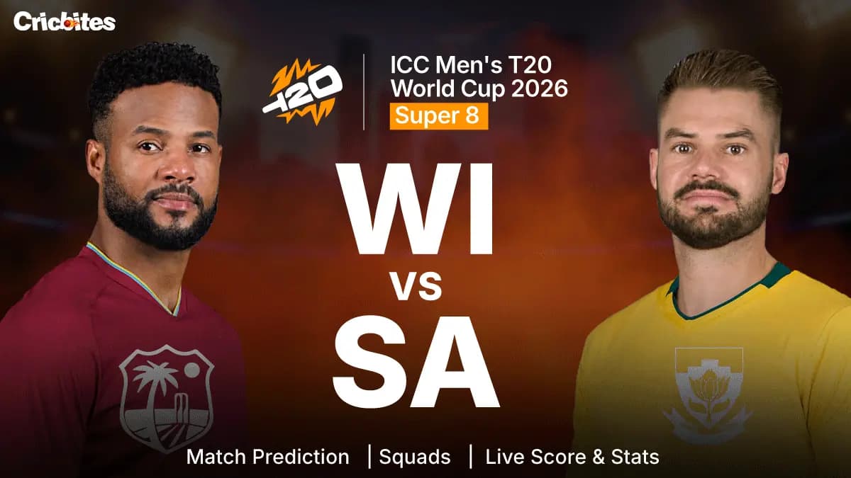 WI vs SA: ICC Men’s T20 World Cup 2026 | Match Prediction, Squads, Live Score & Stats
