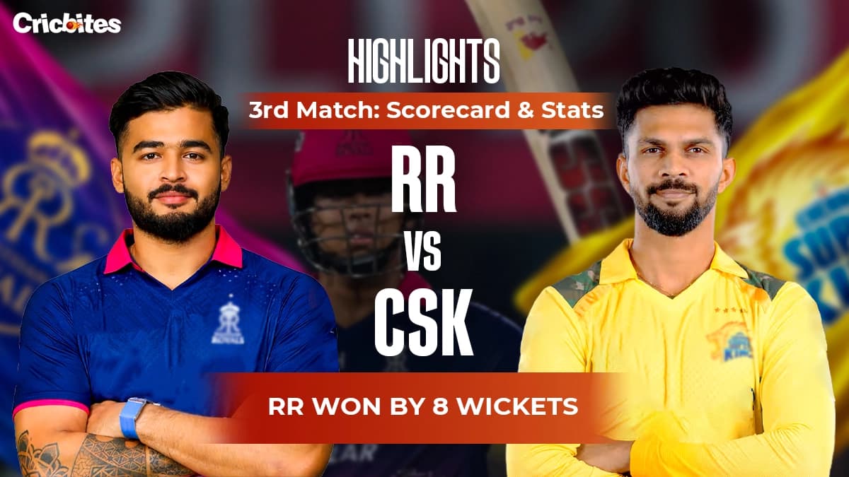 RR vs CSK Highlights, IPL 2026 Match 3: Scorecard & Stats| RR Won By 8 Wkts