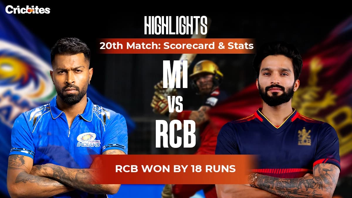 MI vs RCB Highlights, IPL 2026 Match 20: Scorecard & Stats | RCB Won By 18 Runs