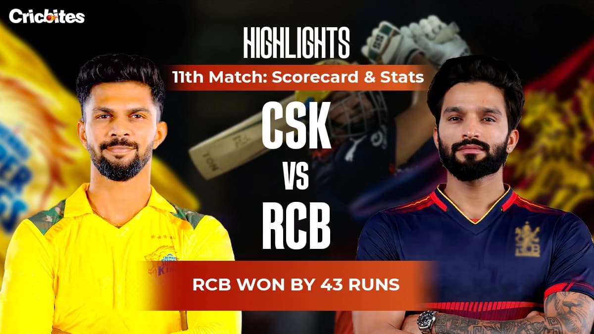 RCB vs CSK Highlights, IPL 2026 Match 11: Scorecard & Stats | RCB Won By 43 Runs