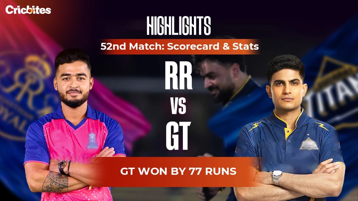 RR vs GT Highlights, IPL 2026 Match 52: Scorecard & Stats | GT Won By 77 Runs