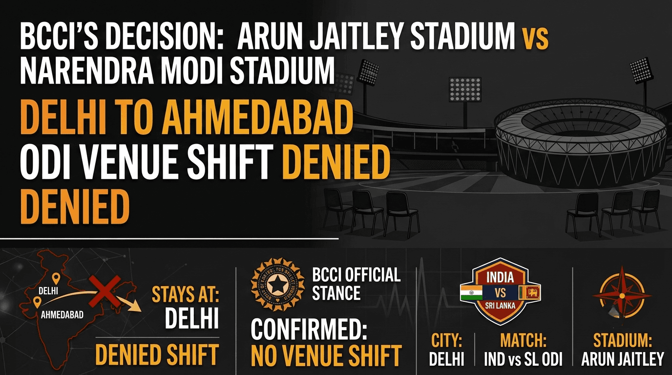 BCCI Denies India vs Sri Lanka ODI Venue Shift From Delhi to Ahmedabad